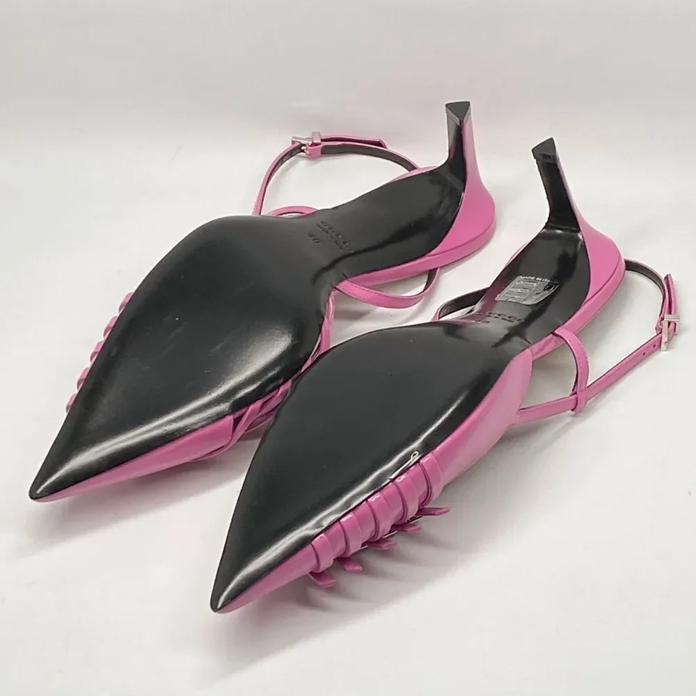 Gucci Seraphine 75MM Leather Slingback Pumps size 40